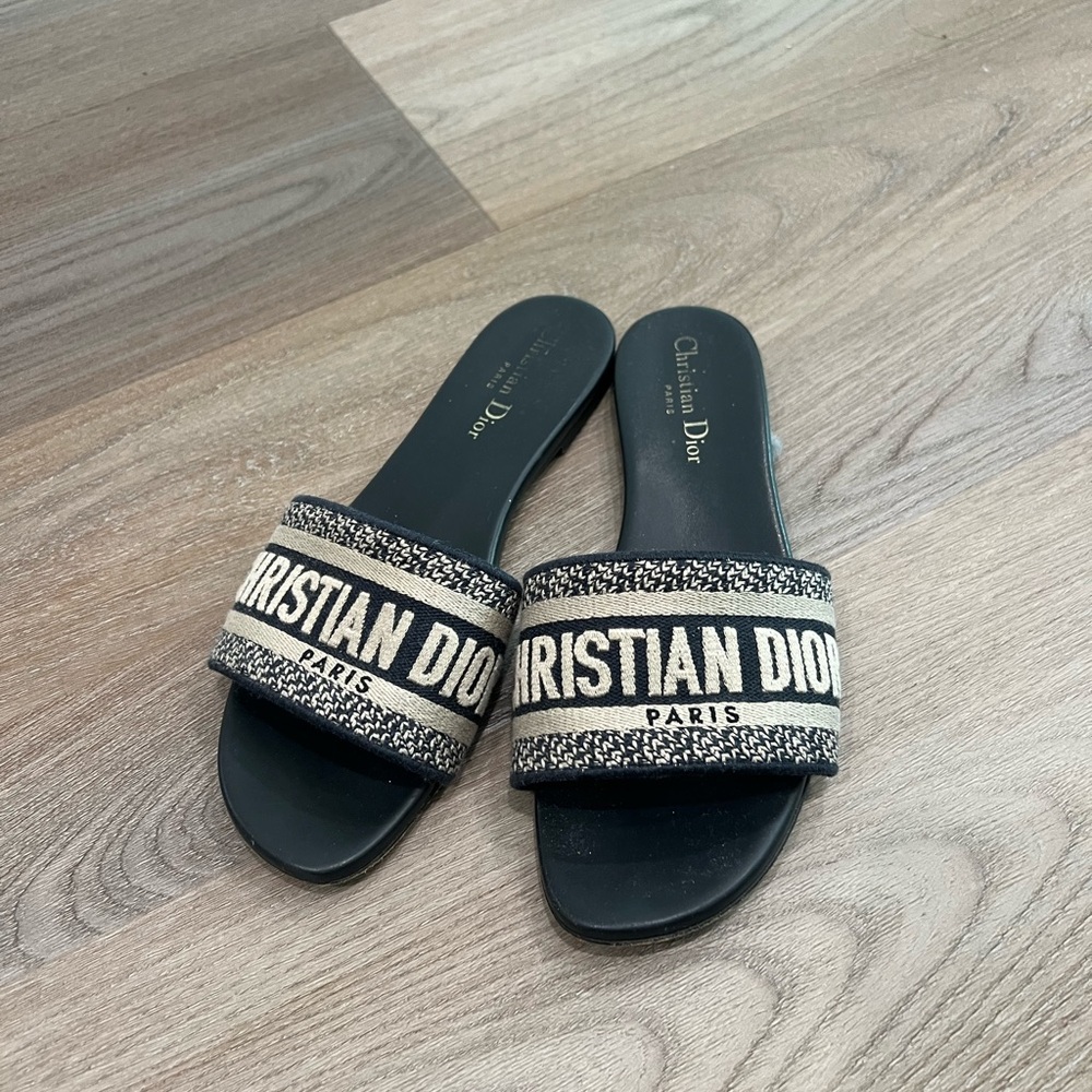 Christian Dior Black and Cream Slides